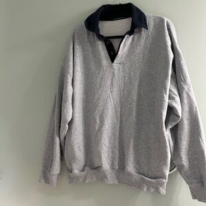 Brandy Melville Archer oversized long sleeve collared 1/4 button-up sweatshirt